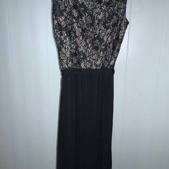 Calvin Klein lace bodice sleeveless jumpsuit Sz 2 slinky black pants tie sash - Picture 6 of 8